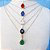 Conjunto Colar Brinco Gota Zirconia Verde Azul Preto F. Ouro - Imagem 4