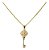 Colar Pingente Chave Pedra Zirconia Dourada Folheado Ouro 18 - Imagem 1
