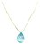 Colar Pingente Gota Pedra Zirconia Azul F. Ouro 18k Dourado - Imagem 1