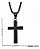 Corrente Masculina Pingete Cruz Aço Inox Prata Preta 60 Cm - Imagem 2