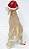 Cachorro Decorativo de Resina Dachshund Bege com Gorro de Noel Vermelho 28x32cm - Colecionáveis Pet Mania - Ref 1921538 Cromus Natal - Imagem 3