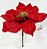 Flor de Natal Poinsetia Vermelha com Borda de Glitter Dourado 20cm - Cabo Curto - Ref 1351945 - Cromus Natal - Imagem 2