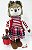 Raposa Com Saia Xadrez e Camisa Listrada Branca com Vermelho Segurando Presente 42 cm - Ref 1921526 - Cromus Natal - Imagem 1