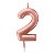 Vela de Aniversário 6cm Número 2 Metalizada Rose Gold - Make+ - Imagem 1