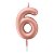 Vela de Aniversário 6cm Número 6 Metalizada Rose Gold - Make+ - Imagem 1