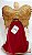 Anjo de Vestido Bordado Vermelho e Dourado 44cm - Ref 1313246 Cromus Natal - Imagem 3