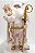 Boneco Gigante Papai Noel em Pé Rosa Bebê e Dourado, Segurando Cajado com Saco de Presente nas Costas 1.20mts - Ref 73690001 D&A - Imagem 1