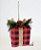 Enfeite Decorativo de Natal Caixa de Presente Rustica Xadrez Vermelho e Preto com Galho de Pinheiro - Ref 1201459 Cromus Natal - Imagem 2