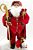 Boneco Gigante Papai Noel em Vermelho e Dourado, Segurando Cajado com Saco de Presente nas Costas 1.20mts - Ref 73685001 D&A - Imagem 1