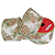 Fita de Natal Aramada Juta Branca com Desenho Galhos e Pinhas 6,3x9,14cm - Fitas Natalinas - Ref 1020972 Cromus Natal - Imagem 1