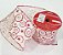 Fita de Natal Aramada Branco com Arabesco Glitter Vermelho 10,0x9,14cm - Fitas Natalinas - Ref 1693850 Cromus Natal - Imagem 1
