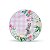Sousplat Xadrez Com Coelhos e Flores Rosa - Mesa Posta de Páscoa - Ref 1014176 Páscoa Cromus - Imagem 1