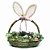 Cesta de Páscoa de Rattan com Orelhas de Coelho e Alça de Veludo e Borda de Flores 45cm - Coleção Pistache - Ref 1010325 Páscoa Cromus - Imagem 1