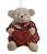 Ursa de Pelúcia com Vestido Vermelho Segurando Coração 15x12x12cm - Coleção Romântica - Ref - Imagem 1