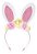 Tiara Orelhas de Coelho Rosa com Flores e Glitter - Coleção Tiaras - Ref 1013168 Páscoa Cromus - Imagem 1