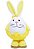 Coelho de Pelúcia Formato Ovo Branco e Amarelo 32x15x15cm - Coleção Algodão Doce - Ref 1013181AM Páscoa Cromus - Imagem 1