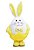 Coelho de Pelúcia Formato Ovo Branco e Amarelo 42x17x16cm - Coleção Algodão Doce - Ref 1013182AM Páscoa Cromus - Imagem 1