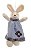 Mini Coelho de Pelúcia Roupa Azul Listras Marrom 25cm - Mini Coelhos - Ref 1321291 Páscoa Cromus - Imagem 1