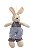 Mini Coelho de Pelúcia Roupa Azul Listras Marrom 25cm - Mini Coelhos - Ref 1321291M Páscoa Cromus - Imagem 1