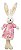 Mini Coelha de Pelúcia com Vestido Florido Rosa e Pernas Compridas 30cm - Coleção Daisy - Ref 1013198RS Cromus - Imagem 1