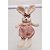 Mini Coelha de Pelúcia Com Roupa Rosa e Laço Marrom e Rosa 25cm - Ref 1220337 Páscoa Cromus - Imagem 1
