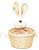 Cesta de Páscoa Coelho Florido Amarelo 20cm com 1 Unidade - Coleção Daisy - Ref 1013269 Páscoa Cromus - Imagem 1