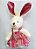 Mini Coelha de Pelúcia Sentada com Vestido Vermelho Listrado 15cm - Ref 1220422 Páscoa Cromus - Imagem 1