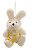 Mini Coelho de Pelúcia Xadrez Amarelo 10cm - Coleção Beijinho - Ref 1321173 Páscoa Cromus - Imagem 1