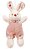 Mini Coelho de Pelúcia Roupa Rosa Floral 16cm - Coleção Suspiro - Ref 1220653 Páscoa Cromus - Imagem 1