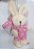 Mini Coelho de Pelúcia Macacão Flor Rosa 15cm com Bolsa nas Costas - Ref 1321099 Páscoa Cromus - Imagem 1