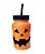 Copo de Plástico com Tampa e Canudo Abobora Laranja 8x8x14 - Ref 29002499 Halloween Cromus - Imagem 1