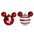 Bola de Natal Mickey Vermelho e Branco Listras 8cm com 4 Unidades Disney - Ref 1350789 Cromus - Imagem 1