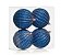 Bola de Natal Azul Turquesa com Listras Ouro 10cm Jogo com 4Un - Bolas Natalinas - Ref 1690284 Cromus - Imagem 1