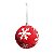 Bolas de Natal Vermelha Pelúcia com Flocos de Neve 10cm Jogo com 4Un - Bolas Natalinas - Ref 1241987 Cromus - Imagem 1
