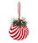 Bola de Natal Listrada Branca e Vermelho com Arranjo Festão 10cm - Bolas Natalinas - Ref 1209729 Cromus - Imagem 1