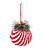 Bola de Natal Listrada Branca e Vermelho com Arranjo Festão 9cm - Bolas Natalinas - Ref 1209730 Cromus - Imagem 1