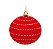 Bolas de Natal Vermelha com Cordão Listrado Branca Trend Candy 8cm Jogo com 6Un - Bolas Natalinas - Ref 1923467 Cromus - Imagem 1