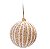 Bolas de Natal Bege com Listras Brancas 10cm Jogo com 4Un - Bolas Natalinas - Ref 1592490 Cromus - Imagem 1