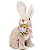 Coelho de Palha Italiana Sentado com Flores 25x15cm - Coleção Pistache - Ref 1827148 Cromus - Imagem 1