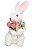 Coelho Branco de Palha Sentado com Flores 30x15cm - Coleção Arroz Doce - Ref 1827155 Cromus - Imagem 1