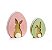 Ovos de Madeira Rosa Claro e Verde com Silhueta de Coelho e PomPom - Coleção Napolitano - Ref 1823272 Cromus - Imagem 1