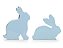 Coelhos de Cerâmica Decorativos em Pé e Deitado Azul Claro - Coleção Confeitos - Ref 1720712 Cromus - Imagem 1