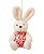 Mini Coelho de Pelúcia Sentado com Macacão Floral Rosa 15cm - Ref 1220457 Páscoa Cromus - Imagem 1