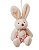 Mini Coelho de Pelúcia Sentado com Macacão Floral 15cm - Ref 1220467 Páscoa Cromus - Imagem 1