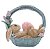 Coelho Decorativo de Resina Deitado na Cesta com Ovos e Flores 22.5x24x13cm - Cute Family - Ref 1020323 Cromus - Imagem 1