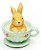 Coelho de Resina Dentro da Xicara Verde de Flores 10x12cm - Coleção Ternura - Ref 1014700 Cromus - Imagem 1