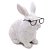 Coelho Decorativo de Resina Branco com Óculos 15x9x13cm - Coleção Petit Sweet - Ref 1018385 Cromus - Imagem 1
