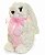 Coelha de Pelúcia Rigida Branca com Laço Rosa no Pescoço 20x10x13cm - Coleção Pão de Ló - Ref 1822961 Cromus - Imagem 1