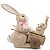 Coelha de Palha Italiana com Carriola e Filhote 46x20x52cm - Coleção Banoffee - Ref 1015813 Cromus - Imagem 1