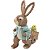 Coelho de Palha Puxando Carriola com Pássaros e Flores 39x16x32cm - Coleção Cannoli - Ref 1015934 Cromus - Imagem 1